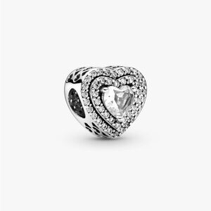 Authentic Sparkling Levelled Hearts Charm Pandora